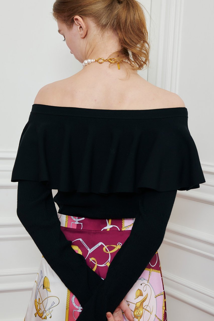 【アルアバイル/allureville】の【LOULOU WILLOUGHBY】ラッフルオフショルプルオーバー 人気、トレンドファッション・服の通販 founy(ファニー) 　ファッション　Fashion　レディースファッション　Fashion for Women　トップス・カットソー　Cut & Sew Tops　ニット　Knit Tops & Sweaters　カジュアルプルオーバー・ニットトップス　Pullovers & Knit Tops / Casual Pullovers　2025年　2025　2025-2026秋冬・A/W　Autumn/Winter 2025–26 AW25–26　おすすめ　Recommended / Our Picks　ラッフル　Ruffle, Frill　A/W・秋冬　Autumn/Winter　other-7|ID: prp329100004632839 ipo3291000000033341920