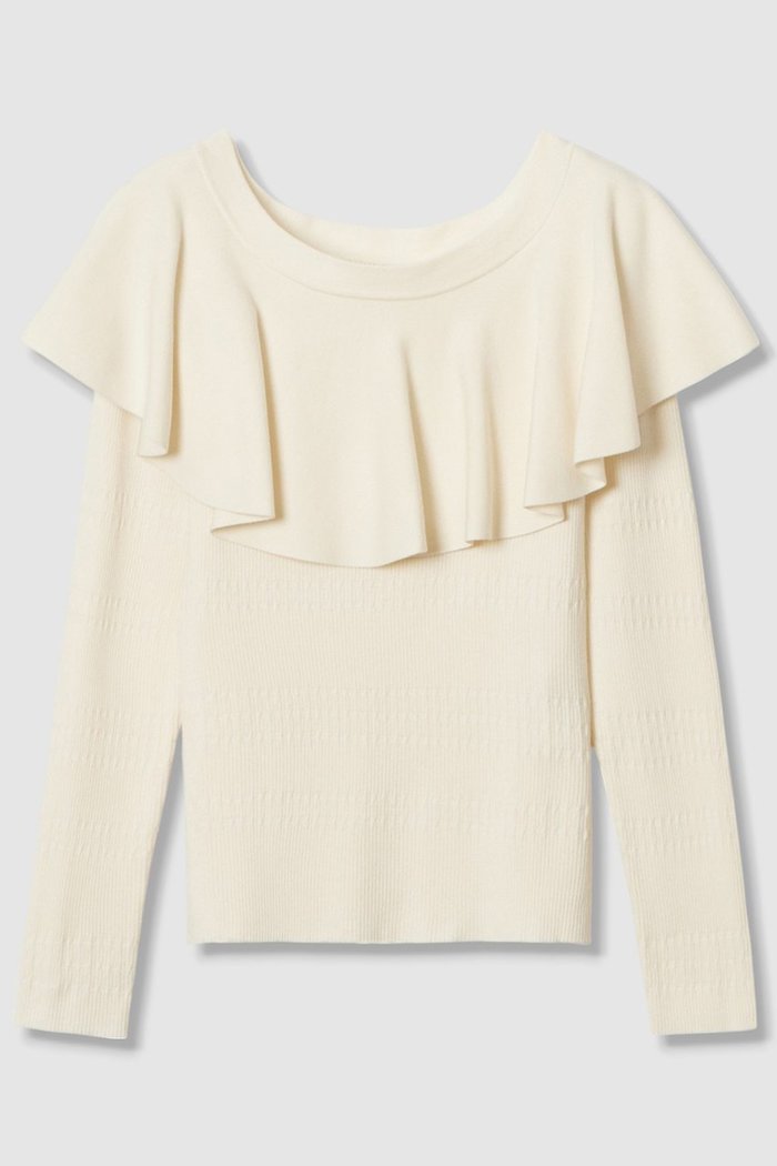 【アルアバイル/allureville】の【LOULOU WILLOUGHBY】ラッフルオフショルプルオーバー インテリア・キッズ・メンズ・レディースファッション・服の通販 founy(ファニー) https://founy.com/ ファッション Fashion レディースファッション Fashion for Women トップス・カットソー Cut & Sew Tops ニット Knit Tops & Sweaters カジュアルプルオーバー・ニットトップス Pullovers & Knit Tops / Casual Pullovers おすすめ Recommended / Our Picks ラッフル Ruffle, Frill |ID: prp329100004632839 ipo3291000000035321331