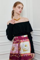 【アルアバイル/allureville】の【LOULOU WILLOUGHBY】ラッフルオフショルプルオーバー ブラック|ID:prp329100004632839