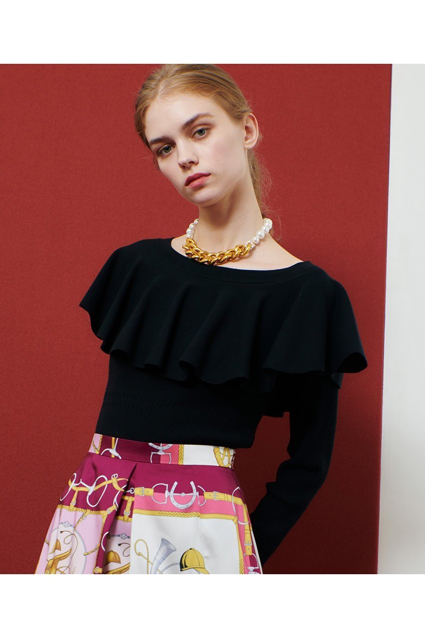 【アルアバイル/allureville】の【LOULOU WILLOUGHBY】ラッフルオフショルプルオーバー 人気、トレンドファッション・服の通販 founy(ファニー) 　ファッション　Fashion　レディースファッション　Fashion for Women　トップス・カットソー　Cut & Sew Tops　ニット　Knit Tops & Sweaters　カジュアルプルオーバー・ニットトップス　Pullovers & Knit Tops / Casual Pullovers　おすすめ　Recommended / Our Picks　ラッフル　Ruffle, Frill　other-8|ID: prp329100004632839 ipo3291000000035562538