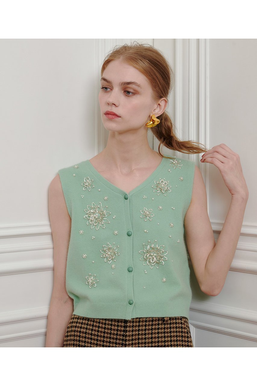 【アルアバイル/allureville】の【LOULOU WILLOUGHBY】ビーズフラワージレ 人気、トレンドファッション・服の通販 founy(ファニー) 　ファッション　Fashion　レディースファッション　Fashion for Women　トップス・カットソー　Cut & Sew Tops　ニット　Knit Tops & Sweaters　カーディガン・羽織り　Layered Style Cardigans　ベスト&ジレ / 重ね着スタイル　Vests & Gilets　アンサンブル　Ensemble Set　カーディガン　Cardigan, Knitwear　ビジュー　Bijou, Jewel-like Accent　モチーフ　Motif, Design Theme　other-7|ID: prp329100004632840 ipo3291000000035981210