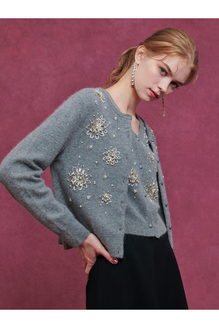 【アルアバイル/allureville】の【LOULOU WILLOUGHBY】ビーズフラワーカーディガン 人気、トレンドファッション・服の通販 founy(ファニー) 　ファッション　Fashion　レディースファッション　Fashion for Women　トップス・カットソー　Cut & Sew Tops　ニット　Knit Tops & Sweaters　カーディガン・羽織り　Layered Style Cardigans　アンサンブル　Ensemble Set　カーディガン　Cardigan, Knitwear　キャミソール　Camisole, Spaghetti Strap Top　モチーフ　Motif, Design Theme　other-6|ID: prp329100004632841 ipo3291000000034241805