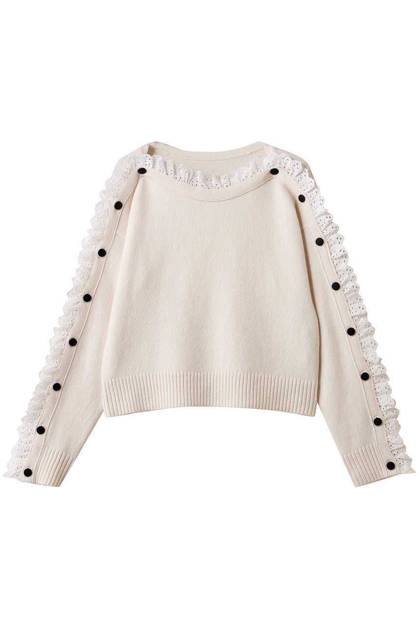 【アルアバイル/allureville】の【LOULOU WILLOUGHBY】ショルダーレース釦プルオーバー インテリア・キッズ・メンズ・レディースファッション・服の通販 founy(ファニー) 　ファッション　Fashion　レディースファッション　Fashion for Women　トップス・カットソー　Cut & Sew Tops　ニット　Knit Tops & Sweaters　カジュアルプルオーバー・ニットトップス　Pullovers & Knit Tops / Casual Pullovers　ショルダー　Shoulder, Shoulder Strap　スリット　Slit, Slit Detail　トリミング　Trimming, Decorative Edge　レース　Lace, Lace Fabric　オフホワイト|ID: prp329100004632843 ipo3291000000034168452