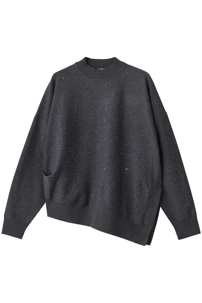 【ドメル/DOMELLE】のスパンコール リブ セーター インテリア・キッズ・メンズ・レディースファッション・服の通販 founy(ファニー) 　ファッション　Fashion　レディースファッション　Fashion for Women　トップス・カットソー　Cut & Sew Tops　ニット　Knit Tops & Sweaters　カジュアルプルオーバー・ニットトップス　Pullovers & Knit Tops / Casual Pullovers　2025年　2025　2025-2026秋冬・A/W　Autumn/Winter 2025–26 AW25–26　アシンメトリー　Asymmetrical Style　クール　Cool, Chic　シンプル　Simple, Minimal　スウェット / スエット　Sweatshirt, Sweatwear　ストレッチ　Stretch, Stretchy Fabric　スパンコール　Sequins, Sequin Embellishment　セーター　Sweater, Knitwear　A/W・秋冬　Autumn/Winter　グレー|ID: prp329100004632847 ipo3291000000033341974