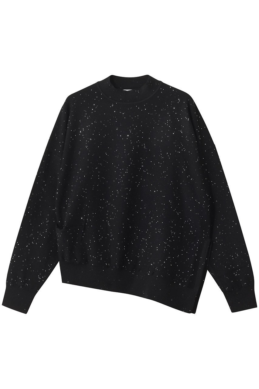 【ドメル/DOMELLE】のスパンコール リブ セーター インテリア・キッズ・メンズ・レディースファッション・服の通販 founy(ファニー) 　ファッション　Fashion　レディースファッション　Fashion for Women　トップス・カットソー　Cut & Sew Tops　ニット　Knit Tops & Sweaters　カジュアルプルオーバー・ニットトップス　Pullovers & Knit Tops / Casual Pullovers　アシンメトリー　Asymmetrical Style　クール　Cool, Chic　シンプル　Simple, Minimal　スウェット / スエット　Sweatshirt, Sweatwear　ストレッチ　Stretch, Stretchy Fabric　スパンコール　Sequins, Sequin Embellishment　セーター　Sweater, Knitwear　ブラック|ID: prp329100004632847 ipo3291000000036084743