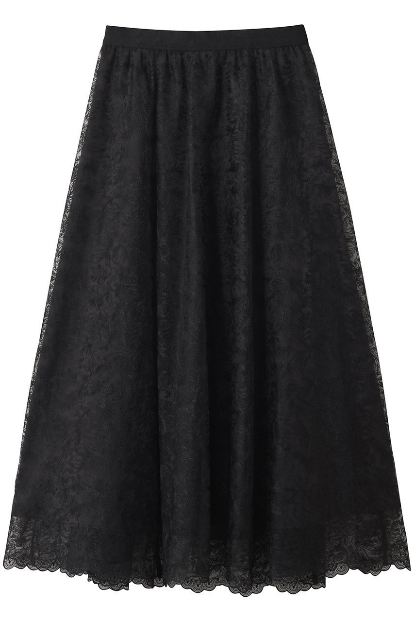 【アナイ/ANAYI】のレースフラワーチュールギャザースカート インテリア・キッズ・メンズ・レディースファッション・服の通販 founy(ファニー) 　ファッション　Fashion　レディースファッション　Fashion for Women　スカート　Skirts　ロングスカート　Long Skirts / Maxi & Midi Skirts　2025年　2025　2025-2026秋冬・A/W　Autumn/Winter 2025–26 AW25–26　エレガント 上品　Elegant　シンプル　Simple, Minimal　スカラップ　Scallop, Scalloped Edge　チュール　Tulip, Tulip Motif　フレア　Flare, Flared　レース　Lace, Lace Fabric　ロング　Long, Long-Length　A/W・秋冬　Autumn/Winter　ブラック|ID: prp329100004632880 ipo3291000000033342251