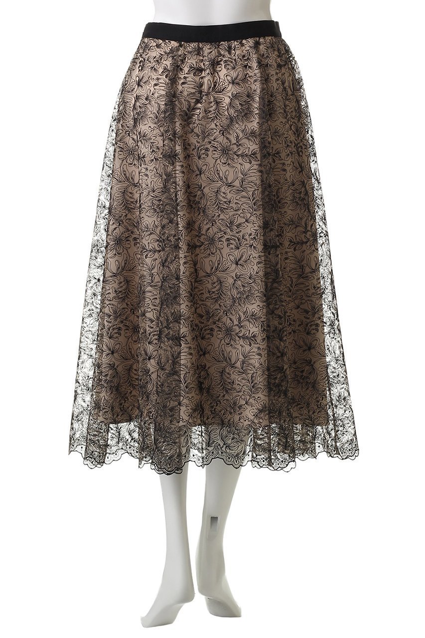 【アナイ/ANAYI】のレースフラワーチュールギャザースカート 人気、トレンドファッション・服の通販 founy(ファニー) 　ファッション　Fashion　レディースファッション　Fashion for Women　スカート　Skirts　ロングスカート　Long Skirts / Maxi & Midi Skirts　2025年　2025　2025-2026秋冬・A/W　Autumn/Winter 2025–26 AW25–26　エレガント 上品　Elegant　シンプル　Simple, Minimal　スカラップ　Scallop, Scalloped Edge　チュール　Tulip, Tulip Motif　フレア　Flare, Flared　レース　Lace, Lace Fabric　ロング　Long, Long-Length　A/W・秋冬　Autumn/Winter　other-4|ID: prp329100004632880 ipo3291000000033342255