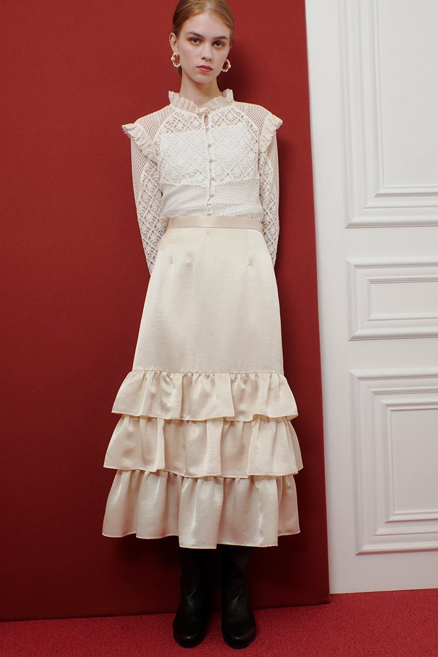 【アルアバイル/allureville】の【LOULOU WILLOUGHBY】トリアセサテンティアードスカート 人気、トレンドファッション・服の通販 founy(ファニー) 　ファッション　Fashion　レディースファッション　Fashion for Women　スカート　Skirts　ティアードスカート　Tiered Skirts　ロングスカート　Long Skirts / Maxi & Midi Skirts　2025年　2025　2025-2026秋冬・A/W　Autumn/Winter 2025–26 AW25–26　サテン　Satin, Glossy Fabric　ティアード　Tiered, Tiered Style　ティアードスカート　Tiered Skirt, Flounced Skirt　ドレープ　Drape, Draping Fabric　ロング　Long, Long-Length　A/W・秋冬　Autumn/Winter　other-5|ID: prp329100004632883 ipo3291000000033342280