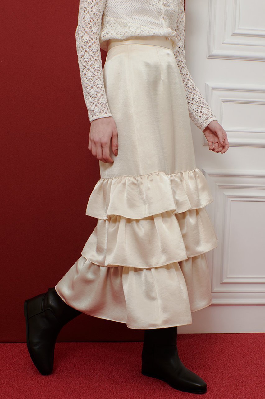 【アルアバイル/allureville】の【LOULOU WILLOUGHBY】トリアセサテンティアードスカート 人気、トレンドファッション・服の通販 founy(ファニー) 　ファッション　Fashion　レディースファッション　Fashion for Women　スカート　Skirts　ティアードスカート　Tiered Skirts　ロングスカート　Long Skirts / Maxi & Midi Skirts　2025年　2025　2025-2026秋冬・A/W　Autumn/Winter 2025–26 AW25–26　サテン　Satin, Glossy Fabric　ティアード　Tiered, Tiered Style　ティアードスカート　Tiered Skirt, Flounced Skirt　ドレープ　Drape, Draping Fabric　ロング　Long, Long-Length　A/W・秋冬　Autumn/Winter　other-8|ID: prp329100004632883 ipo3291000000033342284