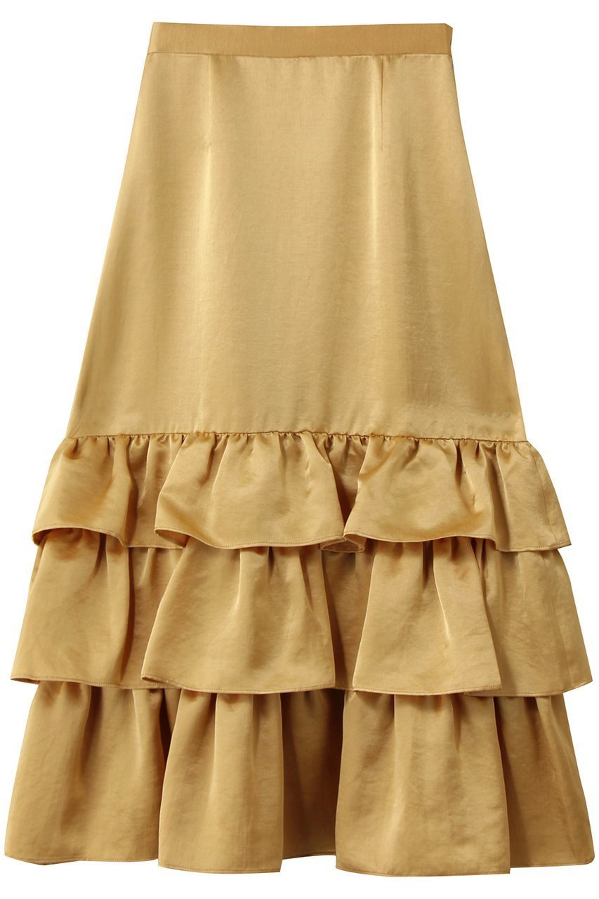 【アルアバイル/allureville】の【LOULOU WILLOUGHBY】トリアセサテンティアードスカート インテリア・キッズ・メンズ・レディースファッション・服の通販 founy(ファニー) 　ファッション　Fashion　レディースファッション　Fashion for Women　スカート　Skirts　ティアードスカート　Tiered Skirts　ロングスカート　Long Skirts / Maxi & Midi Skirts　サテン　Satin, Glossy Fabric　ティアード　Tiered, Tiered Style　ティアードスカート　Tiered Skirt, Flounced Skirt　ドレープ　Drape, Draping Fabric　ロング　Long, Long-Length　マスタード|ID: prp329100004632883 ipo3291000000034168453