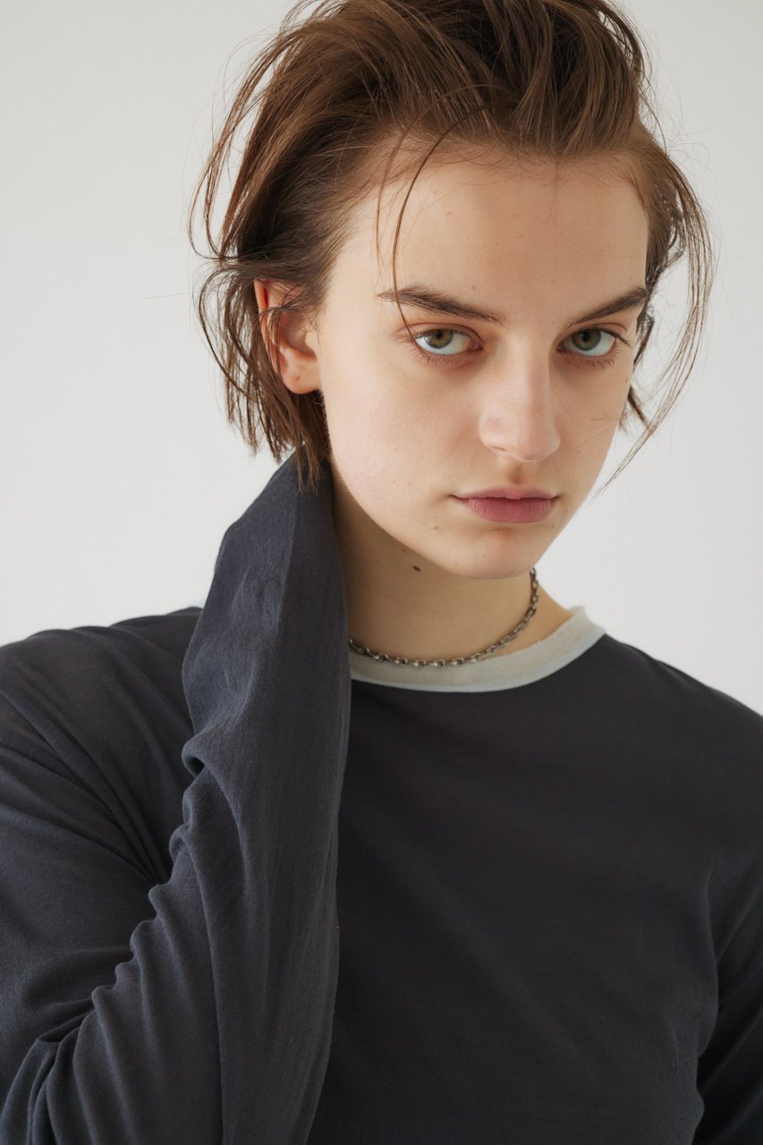 【リムアーク/RIM.ARK】のCotton diagonal cut tops/カットソー 人気、トレンドファッション・服の通販 founy(ファニー) 　ファッション　Fashion　レディースファッション　Fashion for Women　トップス・カットソー　Cut & Sew Tops　シャツ・ブラウス・オフィスカジュアル　Elegant Blouses & Button-Ups　ロングTシャツ・Tシャツ　Longline T-Shirts & Tees　カットソー・ベーシックTシャツ　Cut-and-Sewn Tops / Stretch Tees & Basics　インナー　Innerwear　カッティング　Cutting Detail　カットソー　Cut and Sewn Top　スリーブ　Sleeve, Long Sleeve / Short Sleeve　ロング　Long, Long-Length　軽量　Lightweight, Ultra Light　other-7|ID: prp329100004633582 ipo3291000000033356120