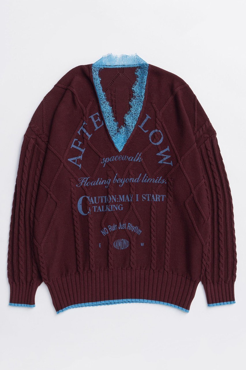 【メゾンスペシャル/MAISON SPECIAL】のPrinted Knit Tops/プリントニットトップス インテリア・キッズ・メンズ・レディースファッション・服の通販 founy(ファニー) ファッション Fashion レディースファッション Fashion for Women トップス・カットソー Cut & Sew Tops ニット Knit Tops & Sweaters カジュアルプルオーバー・ニットトップス Pullovers & Knit Tops / Casual Pullovers なめらか Smooth, Silky Texture フェミニン Feminine, Girly プリント Print, Printed Pattern ラバー Rubber, Rubber Sole レース Lace, Lace Fabric BRD(ボルドー)|ID: prp329100004633594 ipo3291000000033356224