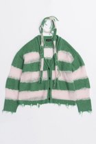 【メゾンスペシャル/MAISON SPECIAL】のScarf Combination Striped Cardigan/マフラーコンビボーダーカーディガン GRN(グリーン)|ID: prp329100004633599 ipo3291000000033356288