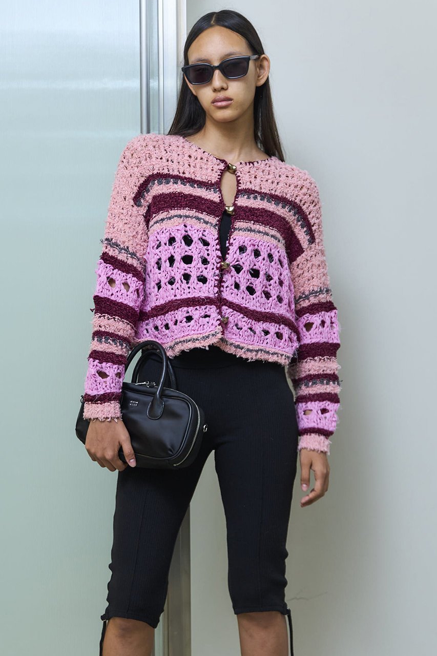 【メゾンスペシャル/MAISON SPECIAL】のHand-knitted Cardigan/ハンドカーディガン 人気、トレンドファッション・服の通販 founy(ファニー) 　ファッション　Fashion　レディースファッション　Fashion for Women　トップス・カットソー　Cut & Sew Tops　ニット　Knit Tops & Sweaters　カーディガン・羽織り　Layered Style Cardigans　おすすめ　Recommended / Our Picks　カーディガン　Cardigan, Knitwear　シンプル　Simple, Minimal　ドッキング　Docking, Mixed Material　ハンド　Hand, Handmade　メッシュ　Mesh, Net Fabric　再入荷　Restock / Back in Stock　手編み　Hand-Knitted, Handmade Knit　羽織　Haori, Light Jacket　other-6|ID: prp329100004633602 ipo3291000000035346036