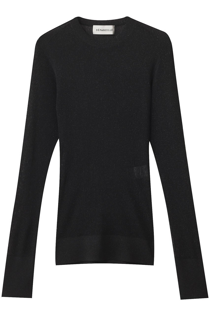 【デパリエ/DEPAREILLE】のラメリブクルーネックニット インテリア・キッズ・メンズ・レディースファッション・服の通販 founy(ファニー) 　ファッション　Fashion　レディースファッション　Fashion for Women　トップス・カットソー　Cut & Sew Tops　ニット　Knit Tops & Sweaters　カジュアルプルオーバー・ニットトップス　Pullovers & Knit Tops / Casual Pullovers　キャミ　Camisole, Cami Top　フィット　Fit, Slim Fit　ブラック|ID: prp329100004633603 ipo3291000000035510292