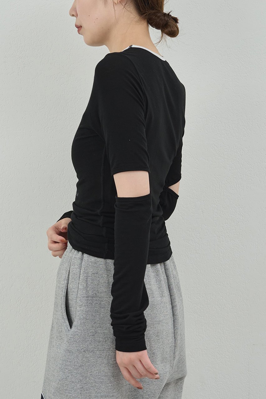 【ガリャルダガランテ/GALLARDAGALANTE】の【PEAS】リンガーベロアロンT 人気、トレンドファッション・服の通販 founy(ファニー) 　ファッション　Fashion　レディースファッション　Fashion for Women　トップス・カットソー　Cut & Sew Tops　シャツ・ブラウス・オフィスカジュアル　Elegant Blouses & Button-Ups　ロングTシャツ・Tシャツ　Longline T-Shirts & Tees　カットソー・ベーシックTシャツ　Cut-and-Sewn Tops / Stretch Tees & Basics　ベロアトップス　Velour Tops / Velvet-Look Items　2025年　2025　2025-2026秋冬・A/W　Autumn/Winter 2025–26 AW25–26　ウォーム　Warm Fabric　コンシャス　Conscious, Bodycon　スリーブ　Sleeve, Long Sleeve / Short Sleeve　デニム　Denim, Jeans Material　フィット　Fit, Slim Fit　ロング　Long, Long-Length　A/W・秋冬　Autumn/Winter　other-6|ID: prp329100004634655 ipo3291000000033369336
