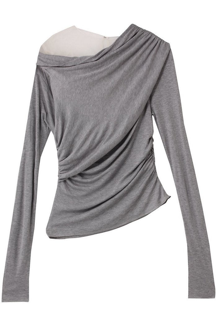 【プランク プロジェクト/PRANK PROJECT】のウールブレンドジャージトップ / Wool Blend Jersey Top インテリア・キッズ・メンズ・レディースファッション・服の通販 founy(ファニー) https://founy.com/ ファッション Fashion レディースファッション Fashion for Women トップス・カットソー Cut & Sew Tops シャツ・ブラウス・オフィスカジュアル Elegant Blouses & Button-Ups ロングTシャツ・Tシャツ Longline T-Shirts & Tees カットソー・ベーシックTシャツ Cut-and-Sewn Tops / Stretch Tees & Basics アシンメトリー Asymmetrical Style カットソー Cut and Sewn Top スリーブ Sleeve, Long Sleeve / Short Sleeve ドレープ Drape, Draping Fabric フィット Fit, Slim Fit ロング Long, Long-Length |ID: prp329100004634659 ipo3291000000036181653