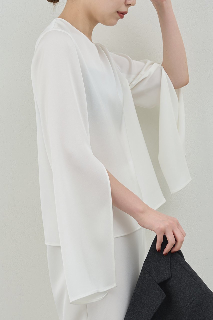 【ガリャルダガランテ/GALLARDAGALANTE】の【PEAS】サテンスリットクループルオーバー 人気、トレンドファッション・服の通販 founy(ファニー) 　ファッション　Fashion　レディースファッション　Fashion for Women　トップス・カットソー　Cut & Sew Tops　シャツ・ブラウス・オフィスカジュアル　Elegant Blouses & Button-Ups　カジュアルプルオーバー・ニットトップス　Pullovers & Knit Tops / Casual Pullovers　サテン　Satin, Glossy Fabric　スリット　Slit, Slit Detail　スリーブ　Sleeve, Long Sleeve / Short Sleeve　セットアップ　Set-Up, Coordinated Outfit　デニム　Denim, Jeans Material　ドレス　Dress, One-Piece　フォーマル　Formal, Dressy　ロング　Long, Long-Length　ワイド　Wide, Wide Fit　エレガント 上品　Elegant　羽織　Haori, Light Jacket　other-5|ID: prp329100004634666 ipo3291000000035504766