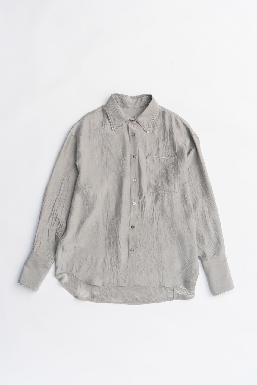 【プランク プロジェクト/PRANK PROJECT】のボールチェーントリムシャツ / Ball Chain Trim Shirt インテリア・キッズ・メンズ・レディースファッション・服の通販 founy(ファニー) 　ファッション　Fashion　レディースファッション　Fashion for Women　トップス・カットソー　Cut & Sew Tops　シャツ・ブラウス・オフィスカジュアル　Elegant Blouses & Button-Ups　2025年　2025　2025-2026秋冬・A/W　Autumn/Winter 2025–26 AW25–26　おすすめ　Recommended / Our Picks　とろみ　Fluid, Flowy Fabric　サテン　Satin, Glossy Fabric　スリーブ　Sleeve, Long Sleeve / Short Sleeve　チェーン　Chain, Chain Strap　トリミング　Trimming, Decorative Edge　パイピング　Piping, Trim Design　ロング　Long, Long-Length　ワッシャー　Washer, Crinkled Finish　A/W・秋冬　Autumn/Winter　SLV(シルバー)|ID: prp329100004634667 ipo3291000000033369441