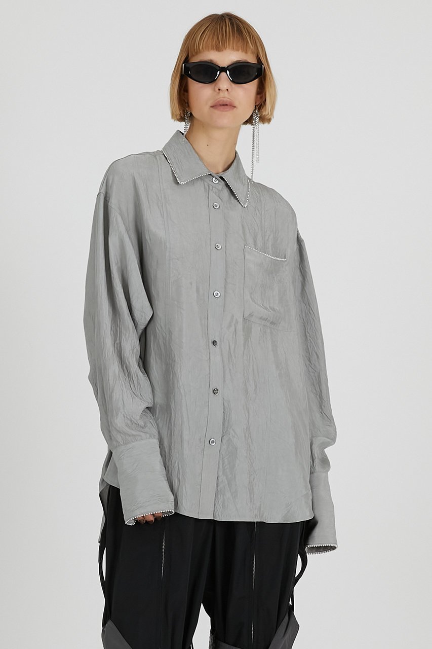 【プランク プロジェクト/PRANK PROJECT】のボールチェーントリムシャツ / Ball Chain Trim Shirt 人気、トレンドファッション・服の通販 founy(ファニー) 　ファッション　Fashion　レディースファッション　Fashion for Women　トップス・カットソー　Cut & Sew Tops　シャツ・ブラウス・オフィスカジュアル　Elegant Blouses & Button-Ups　2025年　2025　2025-2026秋冬・A/W　Autumn/Winter 2025–26 AW25–26　おすすめ　Recommended / Our Picks　とろみ　Fluid, Flowy Fabric　サテン　Satin, Glossy Fabric　スリーブ　Sleeve, Long Sleeve / Short Sleeve　チェーン　Chain, Chain Strap　トリミング　Trimming, Decorative Edge　パイピング　Piping, Trim Design　ロング　Long, Long-Length　ワッシャー　Washer, Crinkled Finish　A/W・秋冬　Autumn/Winter　other-3|ID: prp329100004634667 ipo3291000000033369443