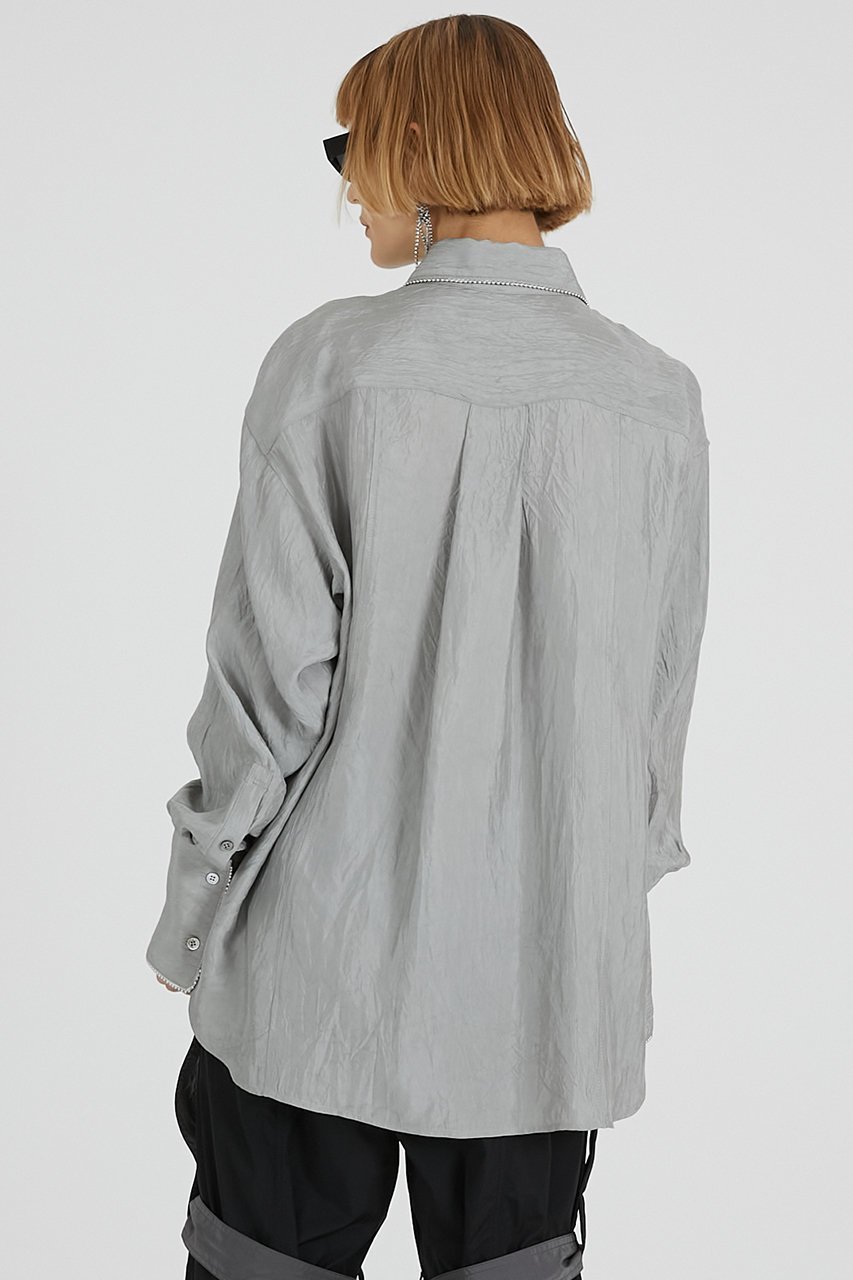 【プランク プロジェクト/PRANK PROJECT】のボールチェーントリムシャツ / Ball Chain Trim Shirt 人気、トレンドファッション・服の通販 founy(ファニー) 　ファッション　Fashion　レディースファッション　Fashion for Women　トップス・カットソー　Cut & Sew Tops　シャツ・ブラウス・オフィスカジュアル　Elegant Blouses & Button-Ups　2025年　2025　2025-2026秋冬・A/W　Autumn/Winter 2025–26 AW25–26　おすすめ　Recommended / Our Picks　とろみ　Fluid, Flowy Fabric　サテン　Satin, Glossy Fabric　スリーブ　Sleeve, Long Sleeve / Short Sleeve　チェーン　Chain, Chain Strap　トリミング　Trimming, Decorative Edge　パイピング　Piping, Trim Design　ロング　Long, Long-Length　ワッシャー　Washer, Crinkled Finish　A/W・秋冬　Autumn/Winter　other-5|ID: prp329100004634667 ipo3291000000033369445