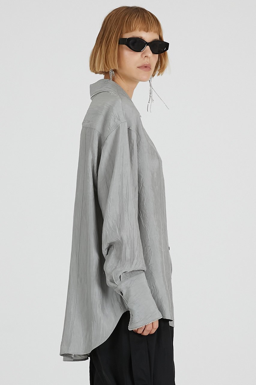 【プランク プロジェクト/PRANK PROJECT】のボールチェーントリムシャツ / Ball Chain Trim Shirt 人気、トレンドファッション・服の通販 founy(ファニー) 　ファッション　Fashion　レディースファッション　Fashion for Women　トップス・カットソー　Cut & Sew Tops　シャツ・ブラウス・オフィスカジュアル　Elegant Blouses & Button-Ups　2025年　2025　2025-2026秋冬・A/W　Autumn/Winter 2025–26 AW25–26　おすすめ　Recommended / Our Picks　とろみ　Fluid, Flowy Fabric　サテン　Satin, Glossy Fabric　スリーブ　Sleeve, Long Sleeve / Short Sleeve　チェーン　Chain, Chain Strap　トリミング　Trimming, Decorative Edge　パイピング　Piping, Trim Design　ロング　Long, Long-Length　ワッシャー　Washer, Crinkled Finish　A/W・秋冬　Autumn/Winter　other-6|ID: prp329100004634667 ipo3291000000033369446