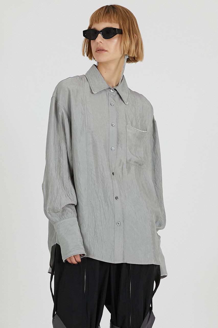 【プランク プロジェクト/PRANK PROJECT】のボールチェーントリムシャツ / Ball Chain Trim Shirt 人気、トレンドファッション・服の通販 founy(ファニー) 　ファッション　Fashion　レディースファッション　Fashion for Women　トップス・カットソー　Cut & Sew Tops　シャツ・ブラウス・オフィスカジュアル　Elegant Blouses & Button-Ups　2025年　2025　2025-2026秋冬・A/W　Autumn/Winter 2025–26 AW25–26　おすすめ　Recommended / Our Picks　とろみ　Fluid, Flowy Fabric　サテン　Satin, Glossy Fabric　スリーブ　Sleeve, Long Sleeve / Short Sleeve　チェーン　Chain, Chain Strap　トリミング　Trimming, Decorative Edge　パイピング　Piping, Trim Design　ロング　Long, Long-Length　ワッシャー　Washer, Crinkled Finish　A/W・秋冬　Autumn/Winter　other-7|ID: prp329100004634667 ipo3291000000033369447