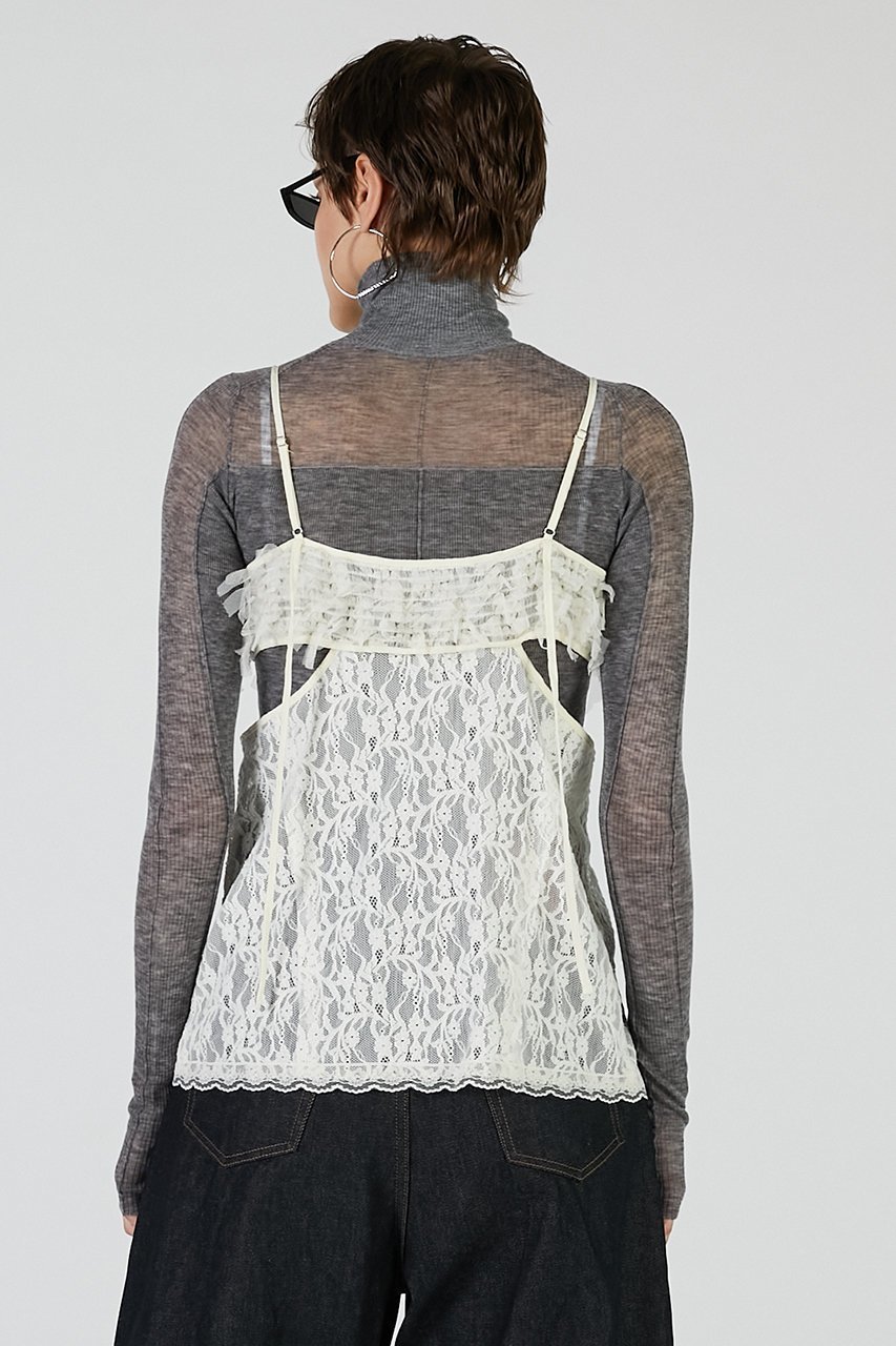 【プランク プロジェクト/PRANK PROJECT】のレースカットアウトキャミトップ / Lace Cut-Out Camisole Top 人気、トレンドファッション・服の通販 founy(ファニー) 　ファッション　Fashion　レディースファッション　Fashion for Women　トップス・カットソー　Cut & Sew Tops　キャミソール&ノースリーブ　Camisoles & Sleeveless Tops　シャツ・ブラウス・オフィスカジュアル　Elegant Blouses & Button-Ups　インナー　Innerwear　カッティング　Cutting Detail　スリーブ　Sleeve, Long Sleeve / Short Sleeve　フロント　Front, Front Design　ベロア　Velour, Soft Velvet　リボン　Ribbon, Bow　レース　Lace, Lace Fabric　ロング　Long, Long-Length　other-8|ID: prp329100004634669 ipo3291000000035753336