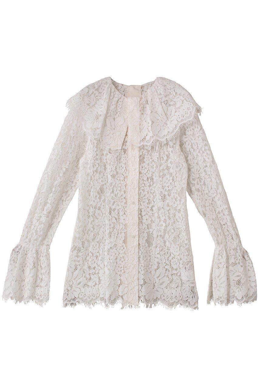 【プランク プロジェクト/PRANK PROJECT】のスカラップレースブラウス / Scallop Lace Blouse インテリア・キッズ・メンズ・レディースファッション・服の通販 founy(ファニー) 　ファッション　Fashion　レディースファッション　Fashion for Women　トップス・カットソー　Cut & Sew Tops　シャツ・ブラウス・オフィスカジュアル　Elegant Blouses & Button-Ups　ジャケット　Jacket, Outerwear　スカラップ　Scallop, Scalloped Edge　スリーブ　Sleeve, Long Sleeve / Short Sleeve　ビッグ　Big, Oversized　リボン　Ribbon, Bow　レース　Lace, Lace Fabric　ロング　Long, Long-Length　再入荷　Restock / Back in Stock　IVR(アイボリー)|ID: prp329100004634674 ipo3291000000035753339