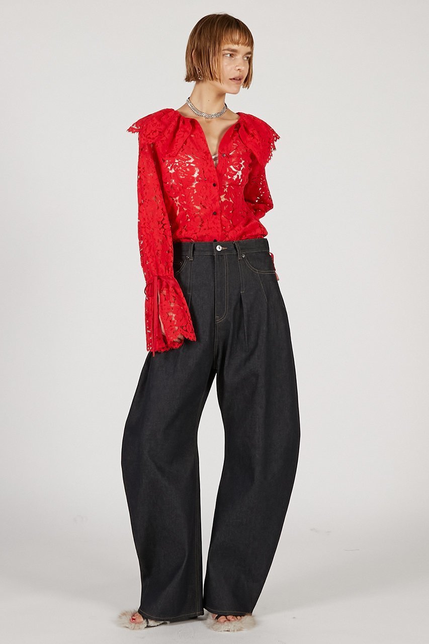 【プランク プロジェクト/PRANK PROJECT】のスカラップレースブラウス / Scallop Lace Blouse 人気、トレンドファッション・服の通販 founy(ファニー) 　ファッション　Fashion　レディースファッション　Fashion for Women　トップス・カットソー　Cut & Sew Tops　シャツ・ブラウス・オフィスカジュアル　Elegant Blouses & Button-Ups　ジャケット　Jacket, Outerwear　スカラップ　Scallop, Scalloped Edge　スリーブ　Sleeve, Long Sleeve / Short Sleeve　ビッグ　Big, Oversized　リボン　Ribbon, Bow　レース　Lace, Lace Fabric　ロング　Long, Long-Length　再入荷　Restock / Back in Stock　other-7|ID: prp329100004634674 ipo3291000000035753346