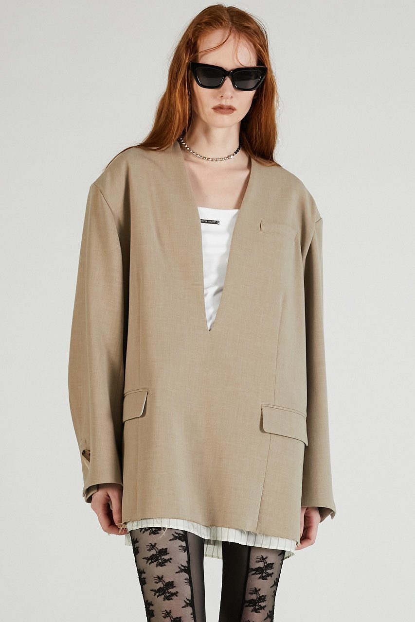 【プランク プロジェクト/PRANK PROJECT】のVネックナロージャケットプルオーバー / V-neck narrow jacket pullover 人気、トレンドファッション・服の通販 founy(ファニー) 　ファッション　Fashion　レディースファッション　Fashion for Women　アウター　Coat / Outerwear Collection　2025年　2025　2025-2026秋冬・A/W　Autumn/Winter 2025–26 AW25–26　ウォッシャブル　Machine Washable　シンプル　Simple, Minimal　ジャケット　Jacket, Outerwear　ストライプ　Stripe, Striped Pattern　ストレッチ　Stretch, Stretchy Fabric　メタル　Metal, Metal Parts　A/W・秋冬　Autumn/Winter　other-3|ID: prp329100004634681 ipo3291000000033369619