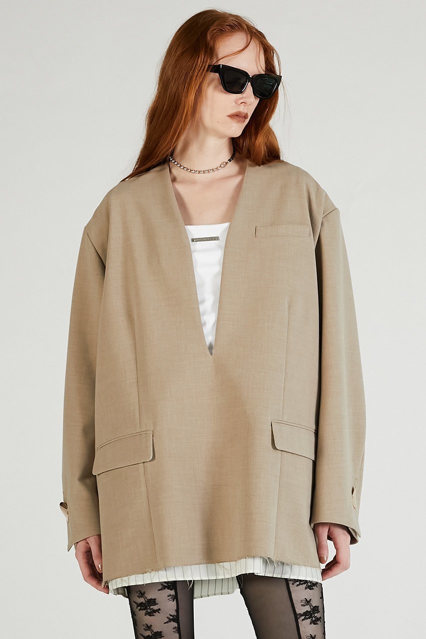 【プランク プロジェクト/PRANK PROJECT】のVネックナロージャケットプルオーバー / V-neck narrow jacket pullover 人気、トレンドファッション・服の通販 founy(ファニー) 　ファッション　Fashion　レディースファッション　Fashion for Women　アウター　Coat / Outerwear Collection　2025年　2025　2025-2026秋冬・A/W　Autumn/Winter 2025–26 AW25–26　ウォッシャブル　Machine Washable　シンプル　Simple, Minimal　ジャケット　Jacket, Outerwear　ストライプ　Stripe, Striped Pattern　ストレッチ　Stretch, Stretchy Fabric　メタル　Metal, Metal Parts　A/W・秋冬　Autumn/Winter　other-7|ID: prp329100004634681 ipo3291000000033369624
