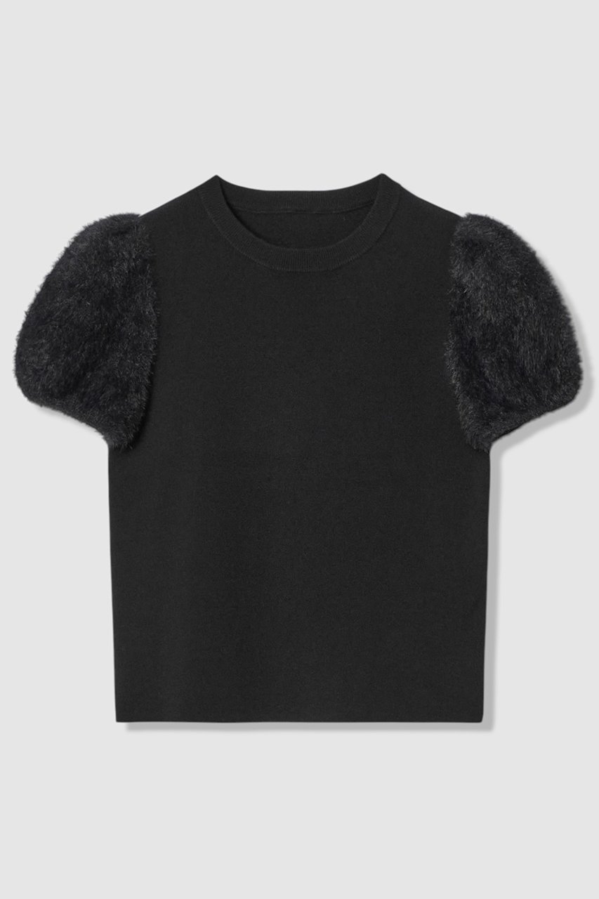 【アルアバイル/allureville】の【Loulou Willoughby】WEB限定フェザースリーブプルオーバー インテリア・キッズ・メンズ・レディースファッション・服の通販 founy(ファニー) 　ファッション　Fashion　レディースファッション　Fashion for Women　トップス・カットソー　Cut & Sew Tops　ニット　Knit Tops & Sweaters　カジュアルプルオーバー・ニットトップス　Pullovers & Knit Tops / Casual Pullovers　2025年　2025　2025-2026秋冬・A/W　Autumn/Winter 2025–26 AW25–26　コンパクト　Compact, Small Size　スリーブ　Sleeve, Long Sleeve / Short Sleeve　フェザー　Feather, Feather Detail　ミックス　Mix, Mixed Style　秋　Autumn　A/W・秋冬　Autumn/Winter　ブラック|ID: prp329100004634683 ipo3291000000033369640