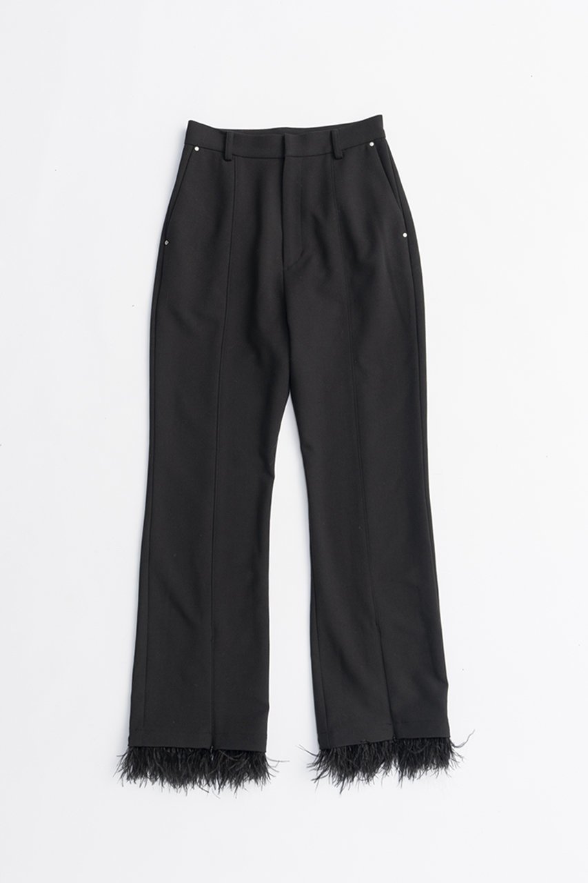 【プランク プロジェクト/PRANK PROJECT】のフェザーヘムパンツ / Feather Hem Pants インテリア・キッズ・メンズ・レディースファッション・服の通販 founy(ファニー) 　ファッション　Fashion　レディースファッション　Fashion for Women　パンツ　Pants & Trousers　2025年　2025　2025-2026秋冬・A/W　Autumn/Winter 2025–26 AW25–26　スリット　Slit, Slit Detail　フェザー　Feather, Feather Detail　ボトム　Bottoms, Lower Wear　A/W・秋冬　Autumn/Winter　BLK(ブラック)|ID: prp329100004634687 ipo3291000000033369685