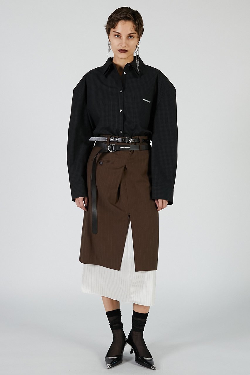 【プランク プロジェクト/PRANK PROJECT】のスーチングミディスカート / Suiting Midi Skirt 人気、トレンドファッション・服の通販 founy(ファニー) 　ファッション　Fashion　レディースファッション　Fashion for Women　スカート　Skirts　2025年　2025　2025-2026秋冬・A/W　Autumn/Winter 2025–26 AW25–26　おすすめ　Recommended / Our Picks　とろみ　Fluid, Flowy Fabric　サテン　Satin, Glossy Fabric　ストライプ　Stripe, Striped Pattern　スリット　Slit, Slit Detail　フロント　Front, Front Design　ペチコート　Petticoat, Underskirt　ミックス　Mix, Mixed Style　ループ　Loop, Loop Knit　A/W・秋冬　Autumn/Winter　other-8|ID: prp329100004634695 ipo3291000000033369775