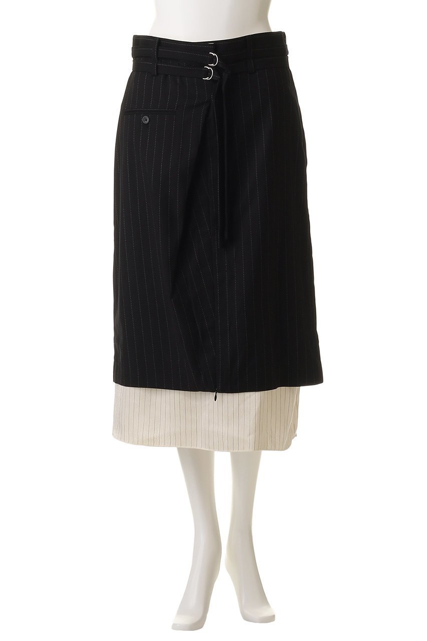 【プランク プロジェクト/PRANK PROJECT】のスーチングミディスカート / Suiting Midi Skirt 人気、トレンドファッション・服の通販 founy(ファニー) 　ファッション　Fashion　レディースファッション　Fashion for Women　スカート　Skirts　おすすめ　Recommended / Our Picks　とろみ　Fluid, Flowy Fabric　サテン　Satin, Glossy Fabric　ストライプ　Stripe, Striped Pattern　スリット　Slit, Slit Detail　フロント　Front, Front Design　ペチコート　Petticoat, Underskirt　ミックス　Mix, Mixed Style　ループ　Loop, Loop Knit　other-2|ID: prp329100004634695 ipo3291000000035777660