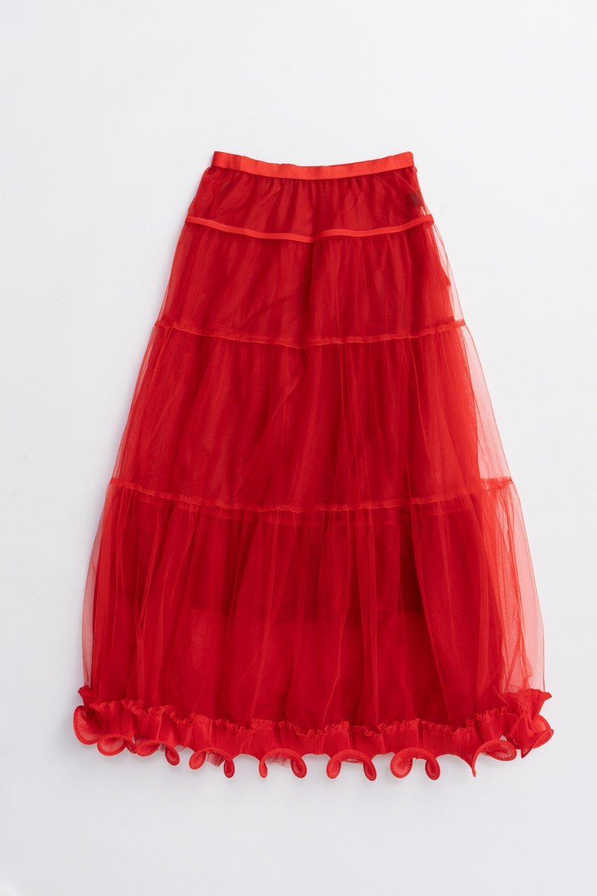【プランク プロジェクト/PRANK PROJECT】のフリルヘムチュールスカート / Ruffle Hem Tulle Skirt インテリア・キッズ・メンズ・レディースファッション・服の通販 founy(ファニー) 　ファッション　Fashion　レディースファッション　Fashion for Women　スカート　Skirts　ロングスカート　Long Skirts / Maxi & Midi Skirts　2025年　2025　2025-2026秋冬・A/W　Autumn/Winter 2025–26 AW25–26　オーガンジー　Organza Fabric　チュール　Tulip, Tulip Motif　フリル　Frill, Ruffle　ペチコート　Petticoat, Underskirt　ボトム　Bottoms, Lower Wear　ロング　Long, Long-Length　A/W・秋冬　Autumn/Winter　RED(レッド)|ID: prp329100004634696 ipo3291000000033369778
