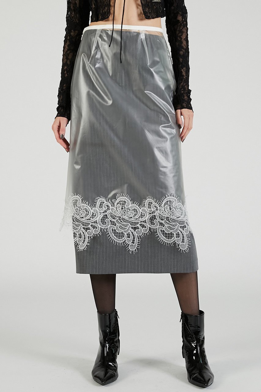 【プランク プロジェクト/PRANK PROJECT】のPVCレイヤードミディスカート / PVC Layered Midi Skirt 人気、トレンドファッション・服の通販 founy(ファニー) 　ファッション　Fashion　レディースファッション　Fashion for Women　スカート　Skirts　ロングスカート　Long Skirts / Maxi & Midi Skirts　2025年　2025　2025-2026秋冬・A/W　Autumn/Winter 2025–26 AW25–26　おすすめ　Recommended / Our Picks　インナー　Innerwear　ストライプ　Stripe, Striped Pattern　レース　Lace, Lace Fabric　ロング　Long, Long-Length　A/W・秋冬　Autumn/Winter　other-8|ID: prp329100004634700 ipo3291000000033369822