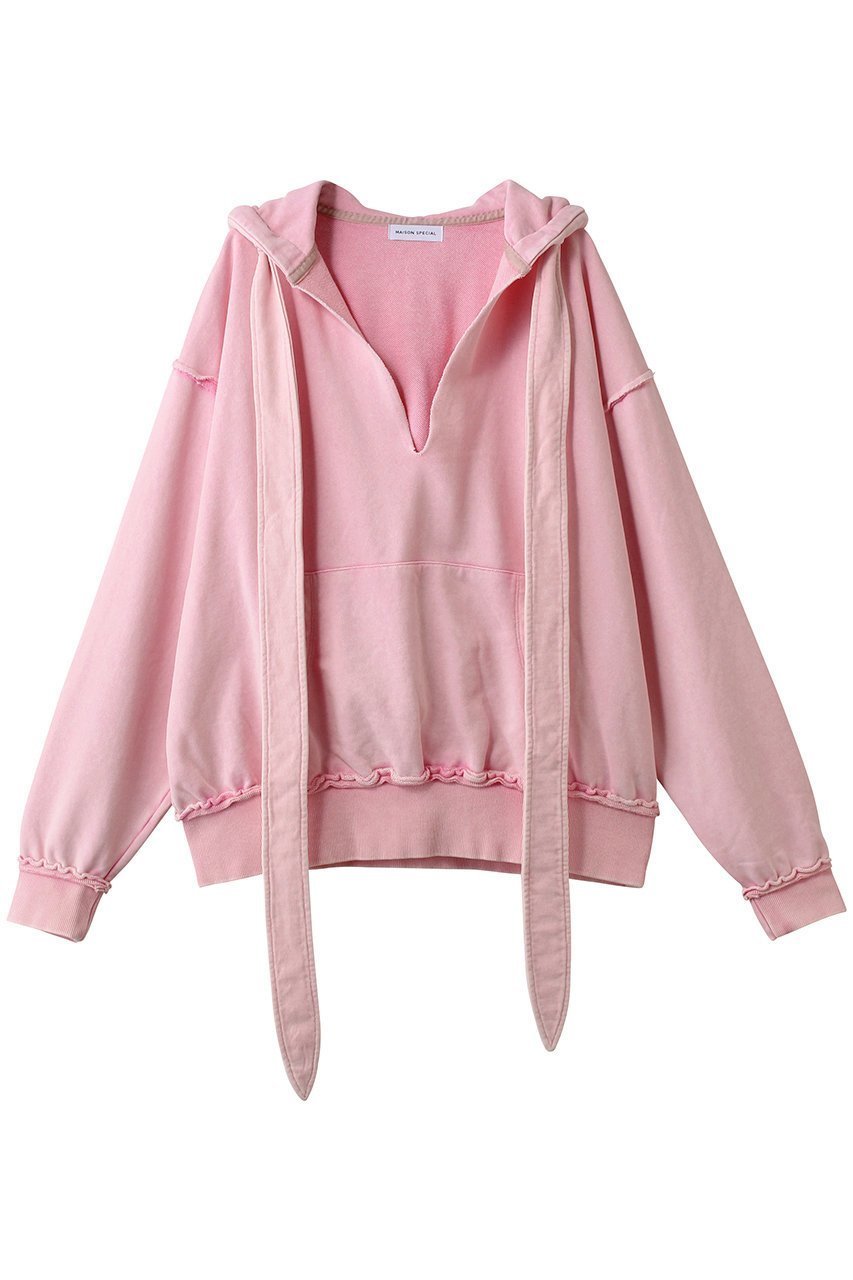 【メゾンスペシャル/MAISON SPECIAL】のSlit Ribbon Hoodie/スリットリボンフーディ インテリア・キッズ・メンズ・レディースファッション・服の通販 founy(ファニー) 　ファッション　Fashion　レディースファッション　Fashion for Women　トップス・カットソー　Cut & Sew Tops　シャツ・ブラウス・オフィスカジュアル　Elegant Blouses & Button-Ups　レディースパーカー・カジュアルフーディー　Casual Hoodies & Sweatshirts　ロングTシャツ・Tシャツ　Longline T-Shirts & Tees　スウェット・クルーネックトップス　Sweatshirts & Crewnecks / Relaxed Fit Sweat Tops　カットソー・ベーシックTシャツ　Cut-and-Sewn Tops / Stretch Tees & Basics　おすすめ　Recommended / Our Picks　インナー　Innerwear　スリット　Slit, Slit Detail　フロント　Front, Front Design　リボン　Ribbon, Bow　ロング　Long, Long-Length　ヴィンテージ　Vintage Style　PNK(ピンク)|ID: prp329100004635349 ipo3291000000035784671