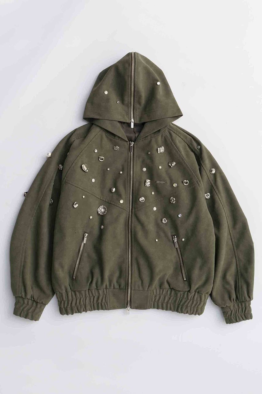 【メゾンスペシャル/MAISON SPECIAL】のVegan Leather Bijou Hoodie/ヴィーガンレザービジューパーカー インテリア・キッズ・メンズ・レディースファッション・服の通販 founy(ファニー) 　ファッション　Fashion　レディースファッション　Fashion for Women　アウター　Coat / Outerwear Collection　レディースジャケット・軽アウター　Jackets　ブルゾンジャケット・スポーティアウター　Blouson Jackets　2025年　2025　2025-2026秋冬・A/W　Autumn/Winter 2025–26 AW25–26　おすすめ　Recommended / Our Picks　インナー　Innerwear　ジャケット　Jacket, Outerwear　スペシャル　Special, Limited Edition　セットアップ　Set-Up, Coordinated Outfit　ビジュー　Bijou, Jewel-like Accent　ブルゾン　Blouson, Bomber Jacket　定番　Standard, Basic Item　A/W・秋冬　Autumn/Winter　KHK(カーキ)|ID: prp329100004635350 ipo3291000000033383312