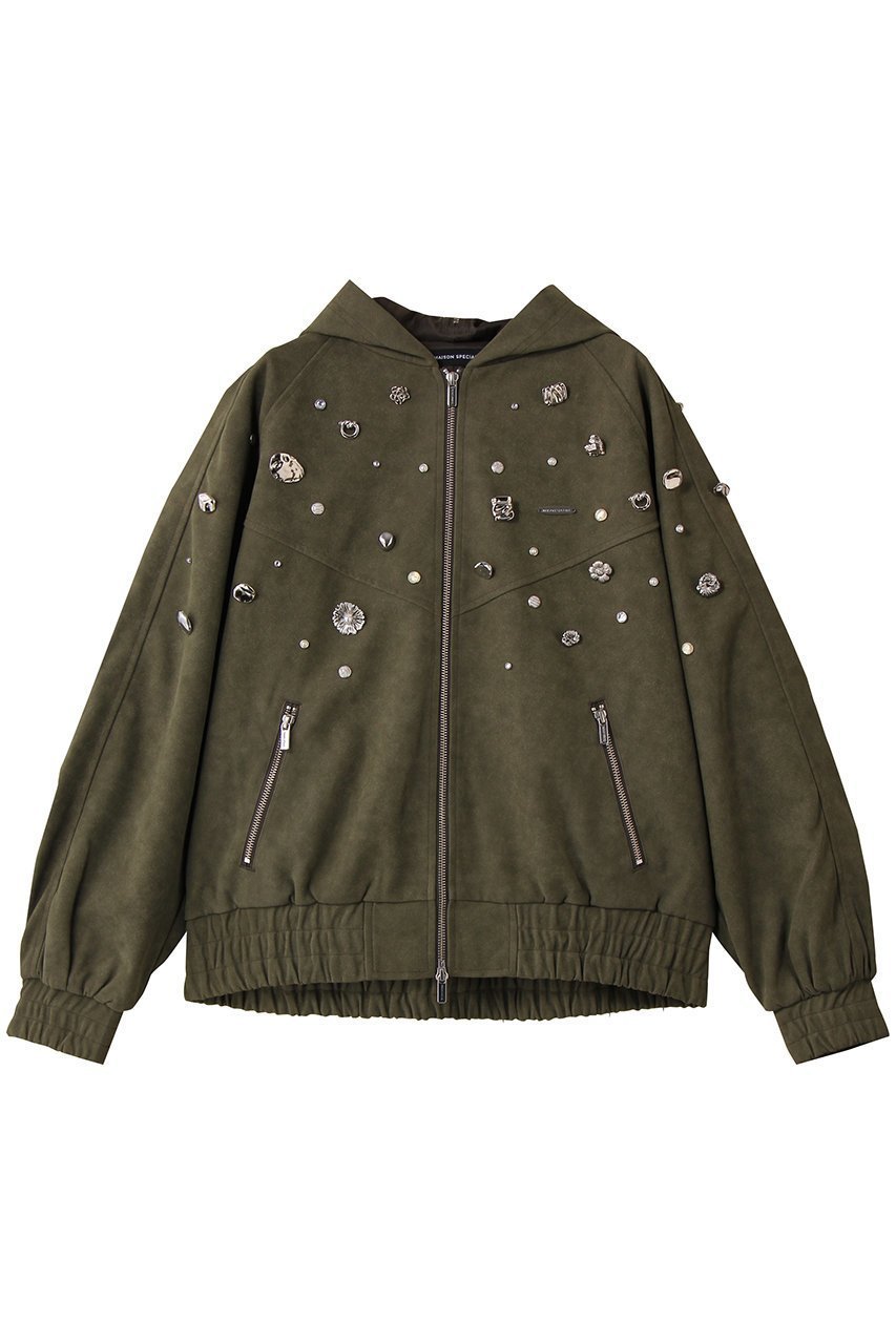 【メゾンスペシャル/MAISON SPECIAL】のfaux Leather Bijou Hoodie/フェイクレザービジューパーカー インテリア・キッズ・メンズ・レディースファッション・服の通販 founy(ファニー) 　ファッション　Fashion　レディースファッション　Fashion for Women　アウター　Coat / Outerwear Collection　レディースジャケット・軽アウター　Jackets　ブルゾンジャケット・スポーティアウター　Blouson Jackets　おすすめ　Recommended / Our Picks　インナー　Innerwear　ジャケット　Jacket, Outerwear　スペシャル　Special, Limited Edition　セットアップ　Set-Up, Coordinated Outfit　ビジュー　Bijou, Jewel-like Accent　フェイクレザー　Faux Leather, PU Leather　ブルゾン　Blouson, Bomber Jacket　定番　Standard, Basic Item　KHK(カーキ)|ID: prp329100004635350 ipo3291000000035784681