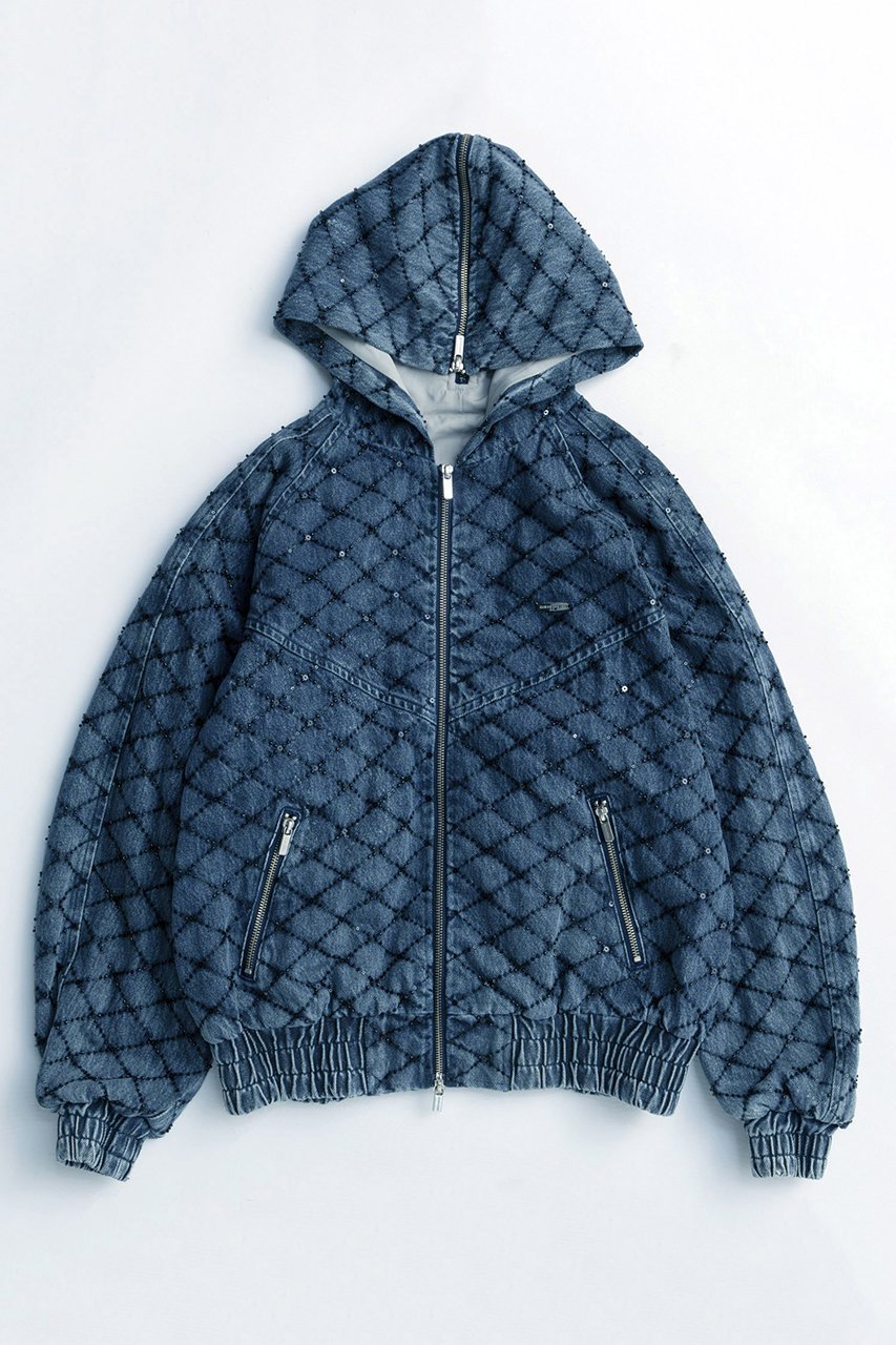 【メゾンスペシャル/MAISON SPECIAL】のDiamond Beads Embroidery Denim Hoodie/ダイヤビーズエンブロイダリーデニムパーカー インテリア・キッズ・メンズ・レディースファッション・服の通販 founy(ファニー) 　ファッション　Fashion　レディースファッション　Fashion for Women　アウター　Coat / Outerwear Collection　レディースジャケット・軽アウター　Jackets　ブルゾンジャケット・スポーティアウター　Blouson Jackets　2025年　2025　2025-2026秋冬・A/W　Autumn/Winter 2025–26 AW25–26　おすすめ　Recommended / Our Picks　ジャケット　Jacket, Outerwear　スペシャル　Special, Limited Edition　セットアップ　Set-Up, Coordinated Outfit　デニム　Denim, Jeans Material　ブルゾン　Blouson, Bomber Jacket　定番　Standard, Basic Item　A/W・秋冬　Autumn/Winter　BLU(ブルー)|ID: prp329100004635351 ipo3291000000033383322