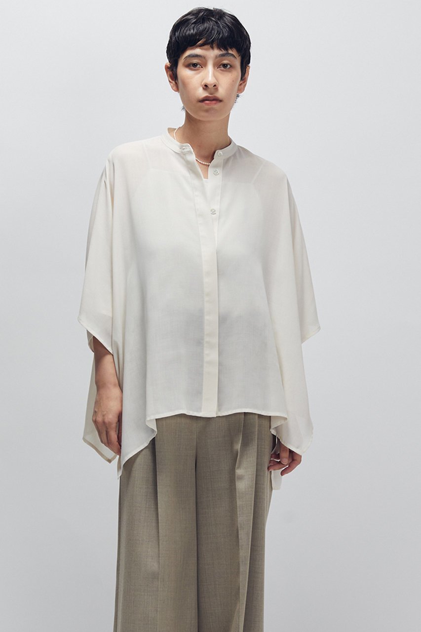 【プルミエ アロンディスモン/1er Arrondissement】のスタンドカラーボイルシャツ インテリア・キッズ・メンズ・レディースファッション・服の通販 founy(ファニー) 　ファッション　Fashion　レディースファッション　Fashion for Women　トップス・カットソー　Cut & Sew Tops　シャツ・ブラウス・オフィスカジュアル　Elegant Blouses & Button-Ups　おすすめ　Recommended / Our Picks　キャミ　Camisole, Cami Top　シアー　Sheer, See-Through　ショート　Short, Short Length　スリーブ　Sleeve, Long Sleeve / Short Sleeve　タンク　Tank Top, Sleeveless Top　オフホワイト|ID: prp329100004635354 ipo3291000000035356873