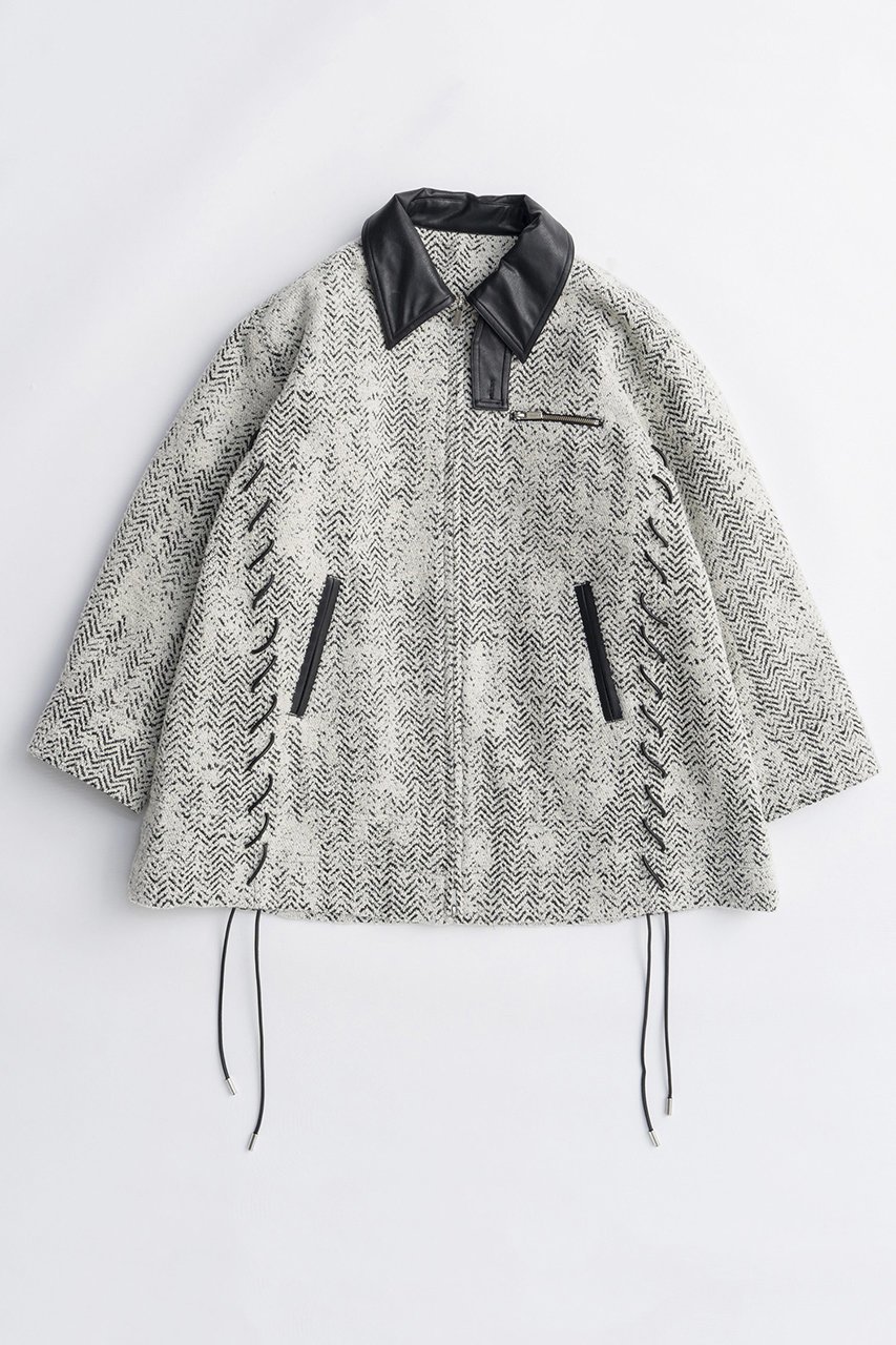 【メゾンスペシャル/MAISON SPECIAL】のLace Up A-line Coat/レースアップAラインコート インテリア・キッズ・メンズ・レディースファッション・服の通販 founy(ファニー) 　ファッション　Fashion　レディースファッション　Fashion for Women　アウター　Coat / Outerwear Collection　コート・ロングコート・ピーコート　Long Coats, Peacoats & More　Aラインコート　A-Line Coats　2025年　2025　2025-2026秋冬・A/W　Autumn/Winter 2025–26 AW25–26　なめらか　Smooth, Silky Texture　ショート　Short, Short Length　ジャカード／ジャガード　Jacquard, Woven Pattern　トレンド　Trend, Trending Now　フラップ　Flap, Flap Pocket　マフラー　Scarf, Muffler　ミドル　Middle Length, Mid Height　メルトン　Melton, Heavy Wool　ループ　Loop, Loop Knit　レース　Lace, Lace Fabric　定番　Standard, Basic Item　A/W・秋冬　Autumn/Winter　防寒　Cold Protection, Winter-Ready　WHT(ホワイト)|ID: prp329100004635357 ipo3291000000033383370
