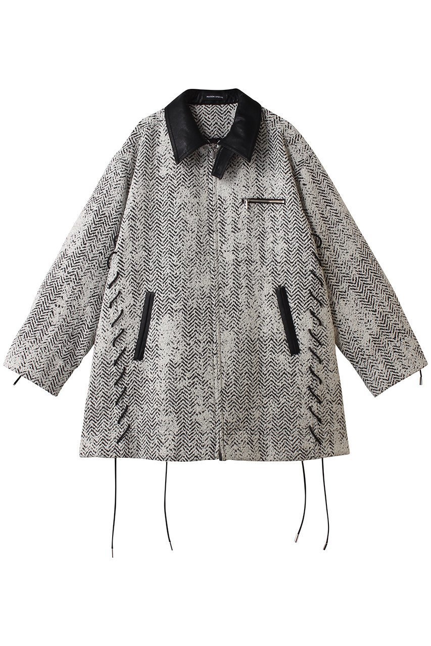 【メゾンスペシャル/MAISON SPECIAL】のLace Up A-line Coat/レースアップAラインコート インテリア・キッズ・メンズ・レディースファッション・服の通販 founy(ファニー) 　ファッション　Fashion　レディースファッション　Fashion for Women　アウター　Coat / Outerwear Collection　コート・ロングコート・ピーコート　Long Coats, Peacoats & More　Aラインコート　A-Line Coats　なめらか　Smooth, Silky Texture　ショート　Short, Short Length　ジャカード／ジャガード　Jacquard, Woven Pattern　トレンド　Trend, Trending Now　フェイクレザー　Faux Leather, PU Leather　フラップ　Flap, Flap Pocket　マフラー　Scarf, Muffler　ミドル　Middle Length, Mid Height　メルトン　Melton, Heavy Wool　ループ　Loop, Loop Knit　レース　Lace, Lace Fabric　再入荷　Restock / Back in Stock　定番　Standard, Basic Item　防寒　Cold Protection, Winter-Ready　WHT(ホワイト)|ID: prp329100004635357 ipo3291000000035816256