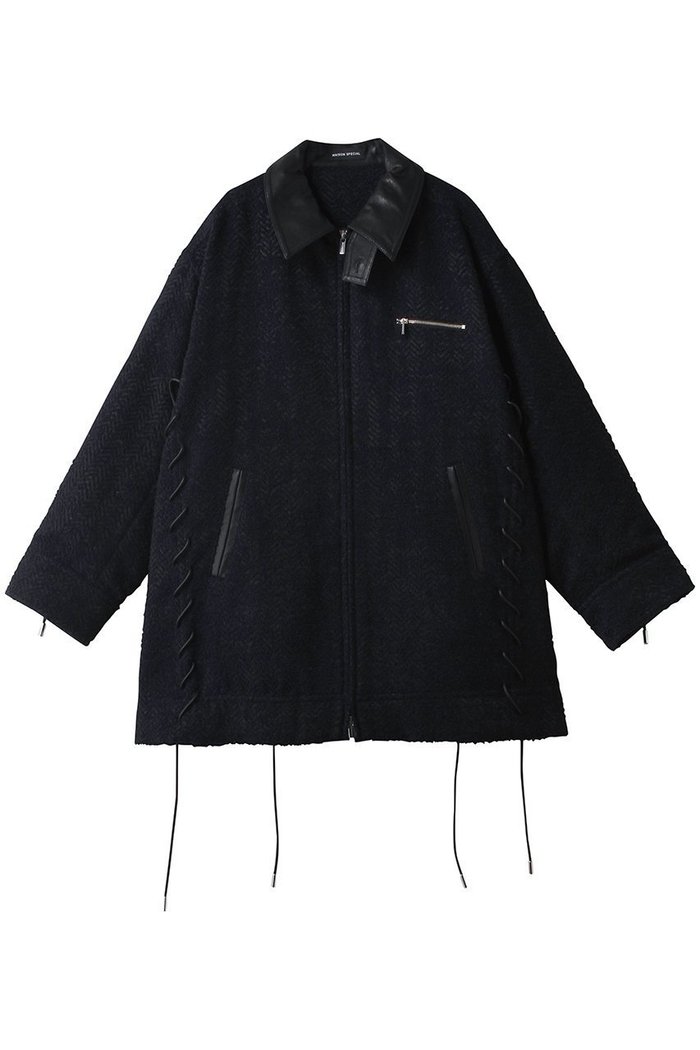 【メゾンスペシャル/MAISON SPECIAL】のLace Up A-line Coat/レースアップAラインコート インテリア・キッズ・メンズ・レディースファッション・服の通販 founy(ファニー) https://founy.com/ ファッション Fashion レディースファッション Fashion for Women アウター Coat / Outerwear Collection コート・ロングコート・ピーコート Long Coats, Peacoats & More Aラインコート A-Line Coats なめらか Smooth, Silky Texture ショート Short, Short Length ジャカード／ジャガード Jacquard, Woven Pattern トレンド Trend, Trending Now フェイクレザー Faux Leather, PU Leather フラップ Flap, Flap Pocket マフラー Scarf, Muffler ミドル Middle Length, Mid Height メルトン Melton, Heavy Wool ループ Loop, Loop Knit レース Lace, Lace Fabric 定番 Standard, Basic Item 防寒 Cold Protection, Winter-Ready |ID: prp329100004635357 ipo3291000000036126168