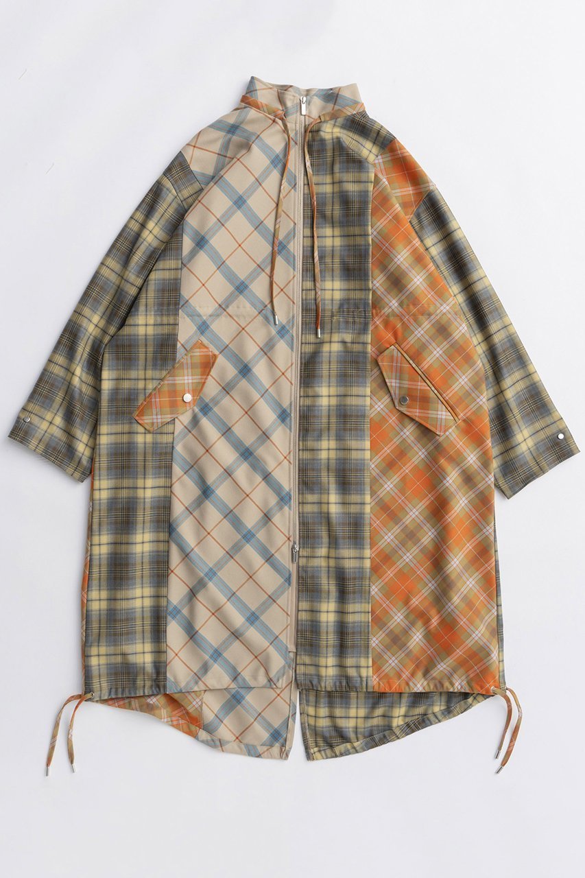 【メゾンスペシャル/MAISON SPECIAL】のPlaid Mods Coat/チェックモッズコート インテリア・キッズ・メンズ・レディースファッション・服の通販 founy(ファニー) 　ファッション　Fashion　レディースファッション　Fashion for Women　アウター　Coat / Outerwear Collection　コート・ロングコート・ピーコート　Long Coats, Peacoats & More　モッズコート・ミリタリー風アウター　Mods & Field Coats　2025年　2025　2025-2026秋冬・A/W　Autumn/Winter 2025–26 AW25–26　チェック　Check, Plaid, Tartan　ドッキング　Docking, Mixed Material　マキシ　Maxi, Full Length　モッズコート　Mods Coat, Military Parka　ラップ　Wrap, Wrap Design　ロング　Long, Long-Length　A/W・秋冬　Autumn/Winter　ORG(オレンジ)|ID: prp329100004635361 ipo3291000000033383404