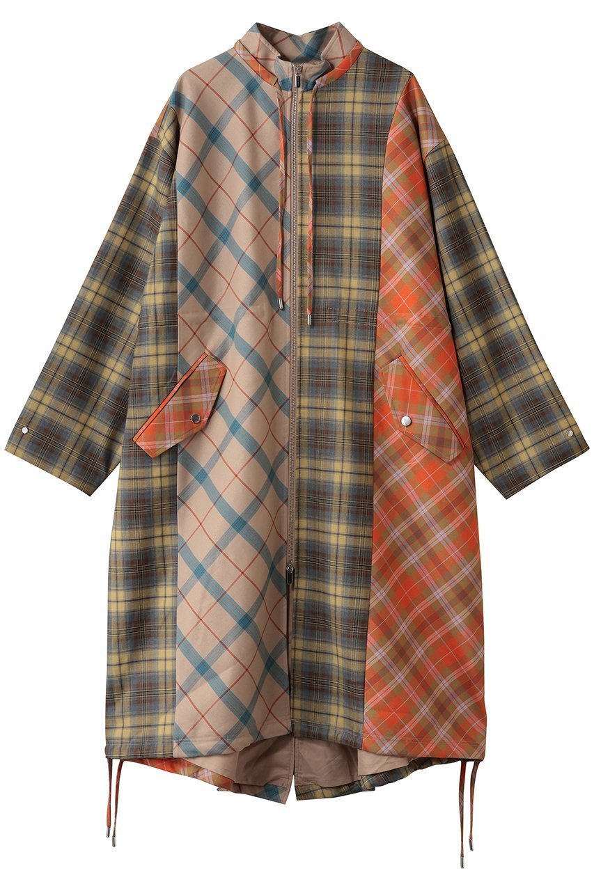 【メゾンスペシャル/MAISON SPECIAL】のPlaid Mods Coat/チェックモッズコート インテリア・キッズ・メンズ・レディースファッション・服の通販 founy(ファニー) 　ファッション　Fashion　レディースファッション　Fashion for Women　アウター　Coat / Outerwear Collection　コート・ロングコート・ピーコート　Long Coats, Peacoats & More　モッズコート・ミリタリー風アウター　Mods & Field Coats　チェック　Check, Plaid, Tartan　ドッキング　Docking, Mixed Material　マキシ　Maxi, Full Length　モッズコート　Mods Coat, Military Parka　ラップ　Wrap, Wrap Design　ロング　Long, Long-Length　A/W・秋冬　Autumn/Winter　ORG(オレンジ)|ID: prp329100004635361 ipo3291000000035816276