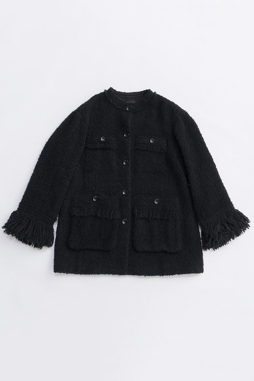 【メゾンスペシャル/MAISON SPECIAL】のFringe Tweed Jacket Coat/フリンジツイードジャケットコート インテリア・キッズ・メンズ・レディースファッション・服の通販 founy(ファニー) 　ファッション　Fashion　レディースファッション　Fashion for Women　アウター　Coat / Outerwear Collection　コート・ロングコート・ピーコート　Long Coats, Peacoats & More　レディースジャケット・軽アウター　Jackets　2025年　2025　2025-2026秋冬・A/W　Autumn/Winter 2025–26 AW25–26　おすすめ　Recommended / Our Picks　インナー　Innerwear　クラシカル　Classical, Vintage-Inspired　クラシック　Classic, Timeless Style　ショート　Short, Short Length　ジャケット　Jacket, Outerwear　チェック　Check, Plaid, Tartan　フリンジ　Fringe, Tassel　ワーク　Workwear, Utility Style　A/W・秋冬　Autumn/Winter　BLK(ブラック)|ID: prp329100004635362 ipo3291000000033383421