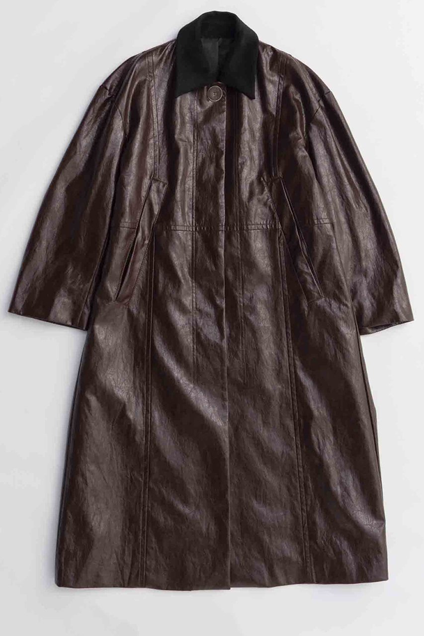 【メゾンスペシャル/MAISON SPECIAL】のVegan Leather Balmacaan Coat/ヴィーガンレザーステンカラーコート 人気、トレンドファッション・服の通販 founy(ファニー) 　ファッション　Fashion　レディースファッション　Fashion for Women　アウター　Coat / Outerwear Collection　コート・ロングコート・ピーコート　Long Coats, Peacoats & More　2025年　2025　2025-2026秋冬・A/W　Autumn/Winter 2025–26 AW25–26　インナー　Innerwear　ボックス　Boxy, Box Shape　ロング　Long, Long-Length　エレガント 上品　Elegant　A/W・秋冬　Autumn/Winter　 other-1|ID: prp329100004635363 ipo3291000000033383435